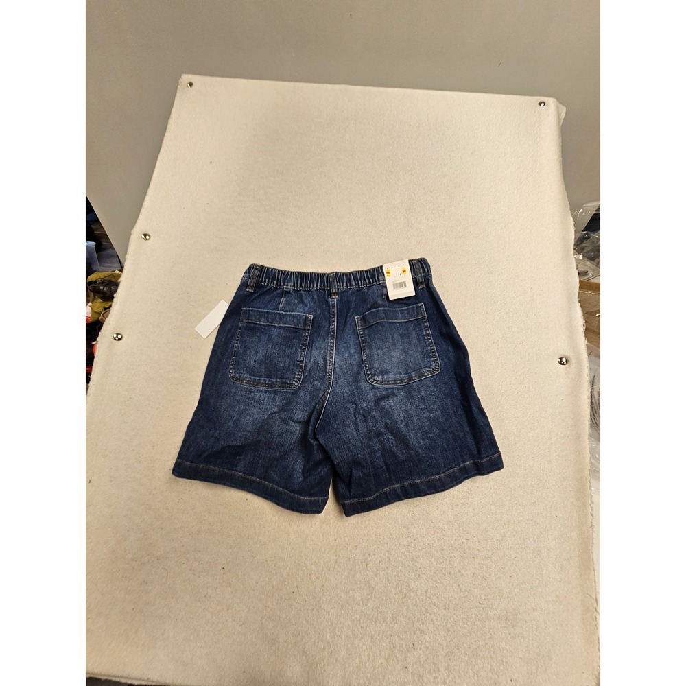 Gloria Vanderbilt Amanda Denim Shorts Womens 10P Petite Dark Wash Drawstring NEW